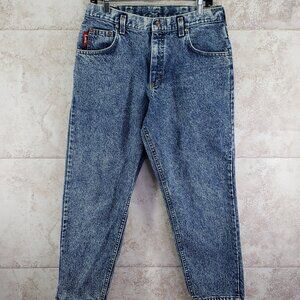 Acid Wash Jeans Lee Riders Snap Button Straight Leg Mens Size 34X 29.5 Husky Vtg